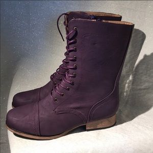 Wild Diva Lounge Purple Combat Boots